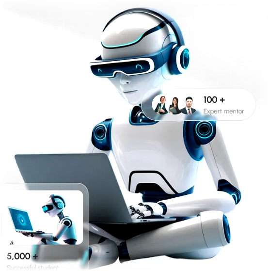 AI robot learning on a laptop